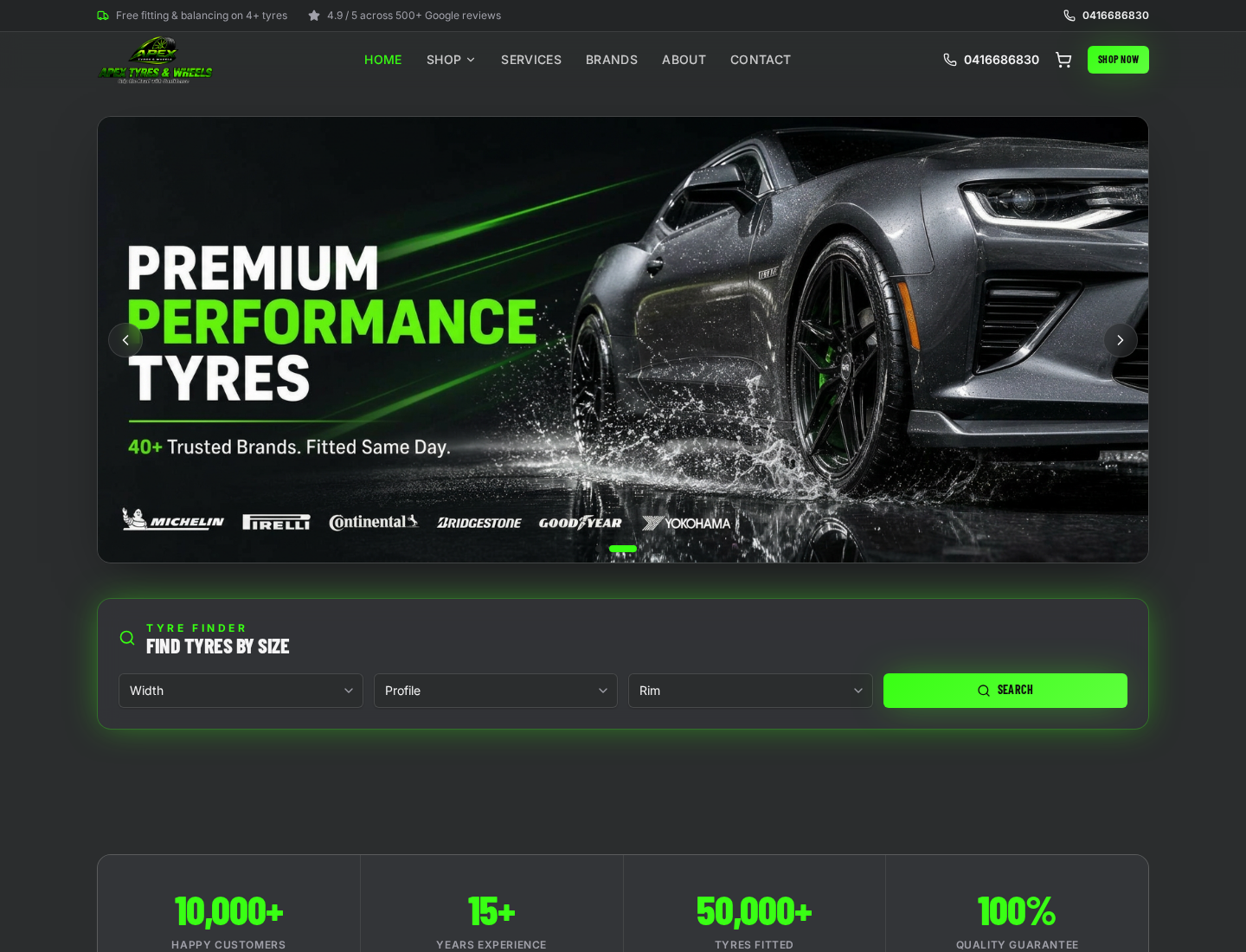 Apex Tyres & Wheels — e-commerce project preview
