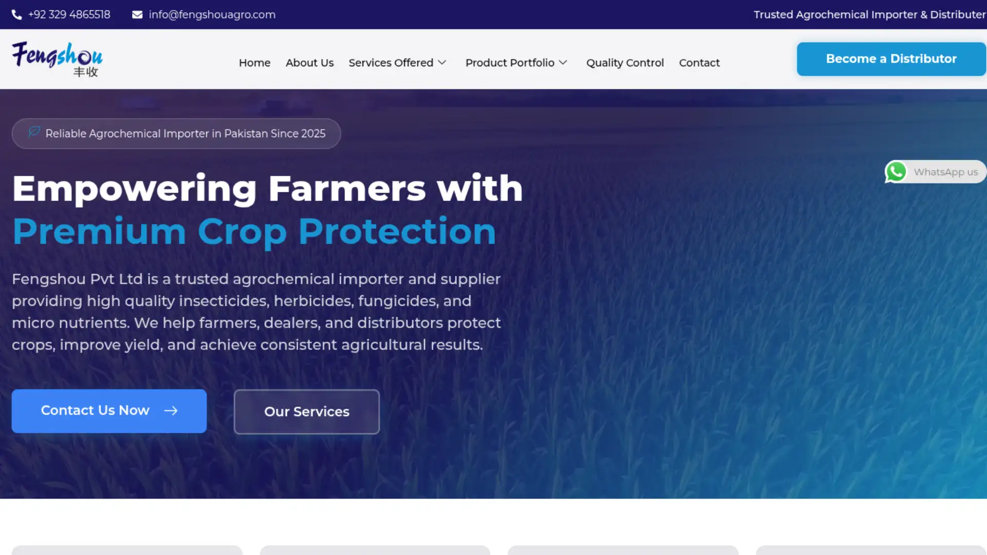 Feng Shou Agro — custom wordpress project preview